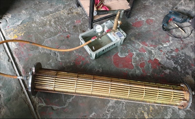 leak test oil cooler shell and tube PT DIM
